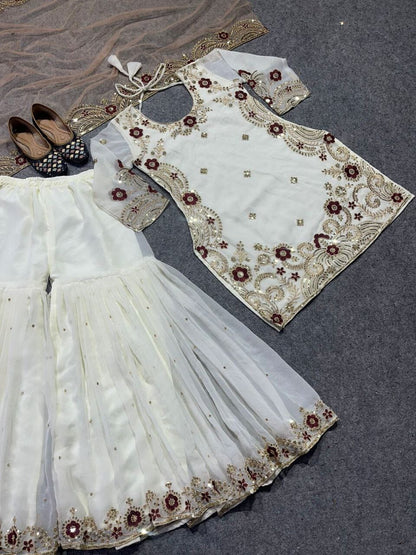 NF 1163 Heavy Faux Georgette Sharara Designer Suit Shopin Di Apparels 
