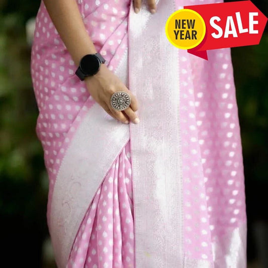 Pink Khadi Georgette Silver Zari Weaving Work Saree Designer Saree Shopin Di Apparels 