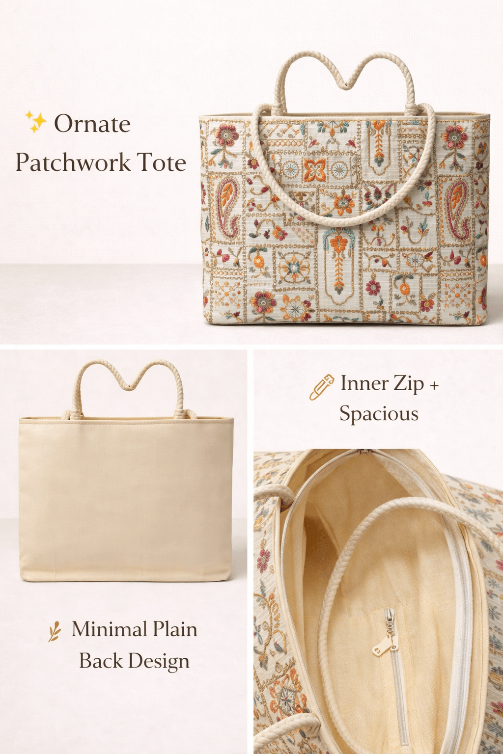 🌸 Premium Mango Checks Embroidered Tote Bag 🌸 Shopin Di Apparels 