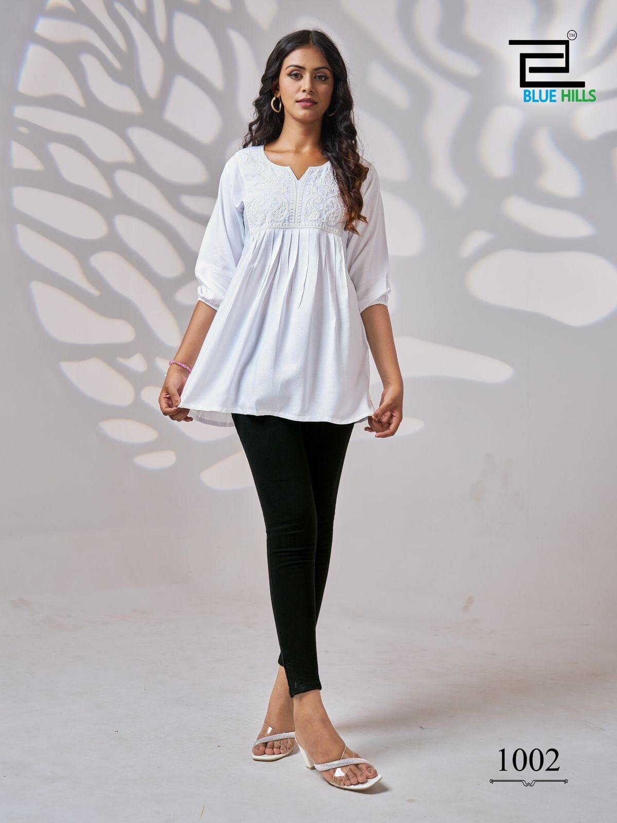 Pure White with White Embroidery Rayon Short Kurti Kurti Shopin Di Apparels 