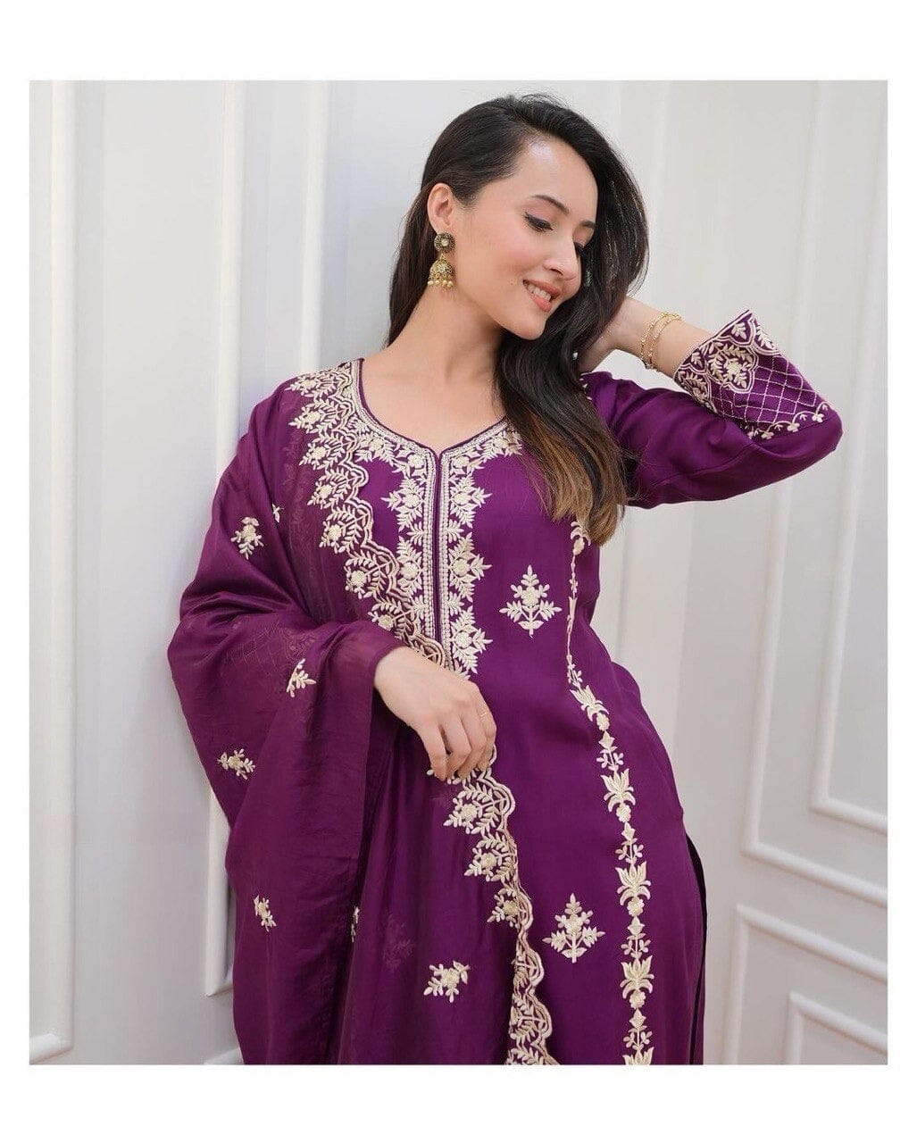 Purple Rayon Embroidered Readymade Designer Suit Ready Made Designer Suits Shopin Di Apparels 