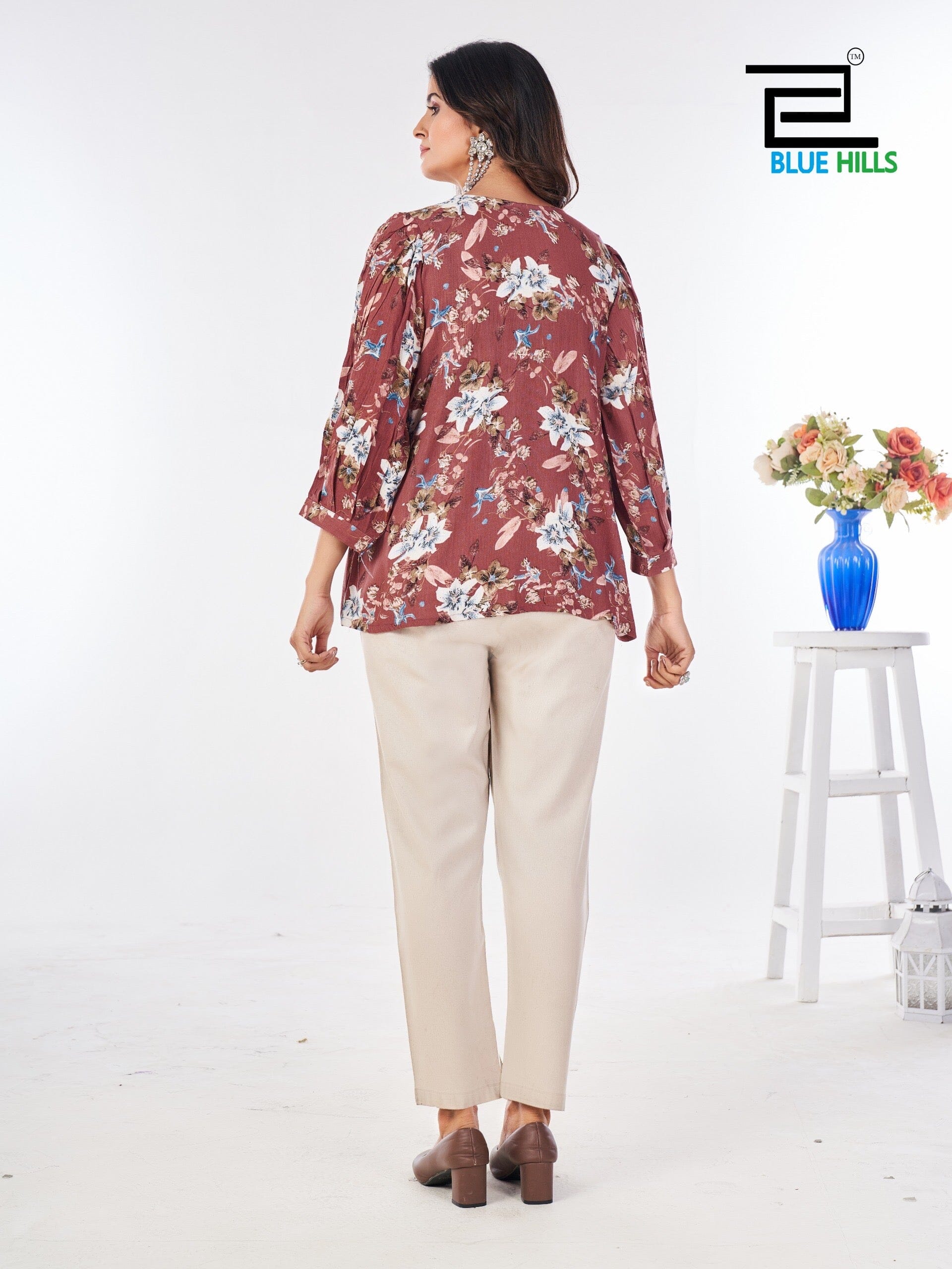 Red Cappuccino Heavy Wrinkle Rayon Short Top Western Top Shopin Di Apparels 