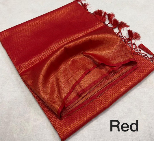 Red Kubera Pattu Silk Saree Rich Pallu & Brocade Kubera Silk Blouse Silk Saree Shopin Di Apparels 