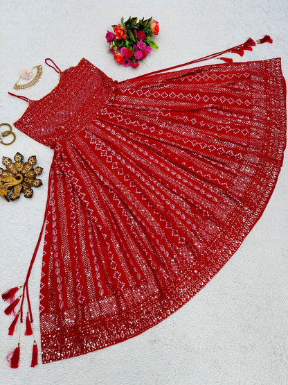 Red Sequence Work Sleeveless Gown Designer Gown Shopin Di Apparels 