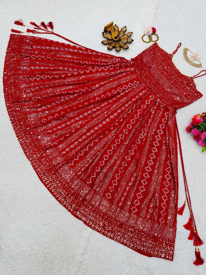 Red Sequence Work Sleeveless Gown Designer Gown Shopin Di Apparels 