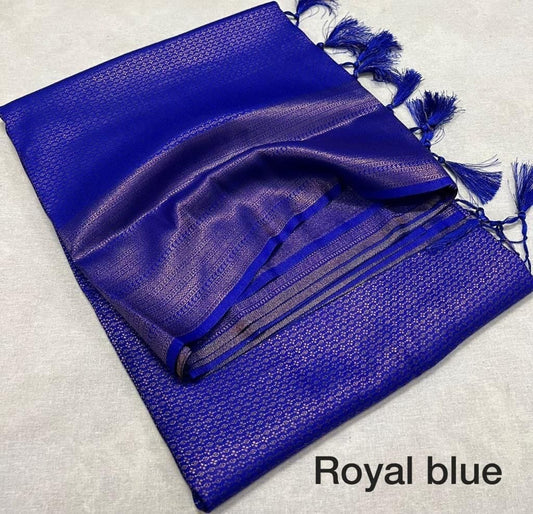 Royal Blue Kubera Pattu Silk Saree Rich Pallu & Brocade Kubera Silk Blouse Silk Saree Shopin Di Apparels 