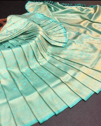 Soft Lichi Silk Saree with blouse in 5 colors Shopin Di Apparels Pista 