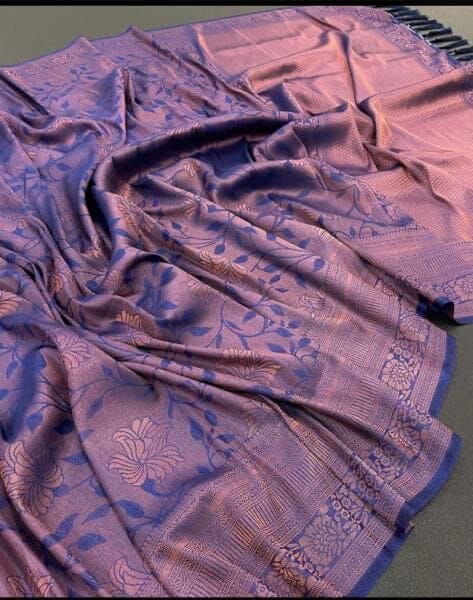 Soft Lichi Silk Saree with blouse in 5 colors Shopin Di Apparels 