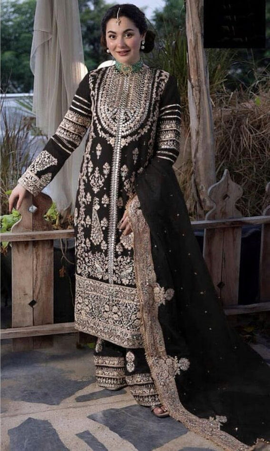 SR 1612 Black Festive Georgette Heavy Embroidered Suit in New Colors Ready Made Designer Suits Shopin Di Apparels 
