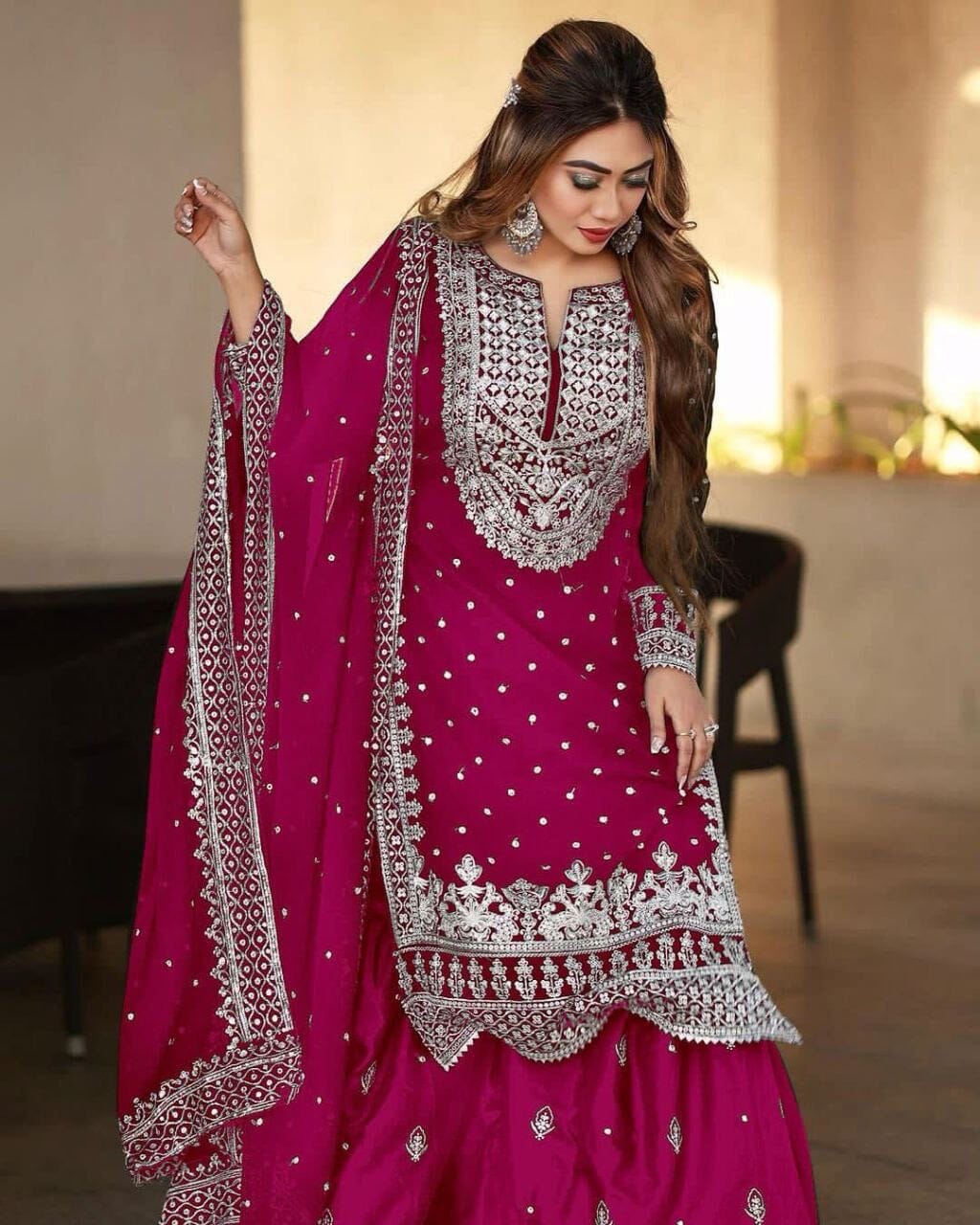 SSR 449 Heavy Embroidered Sequence work Designer Readymade Gharara Suit in 3 colors Ready Made Designer Suits Shopin Di Apparels 