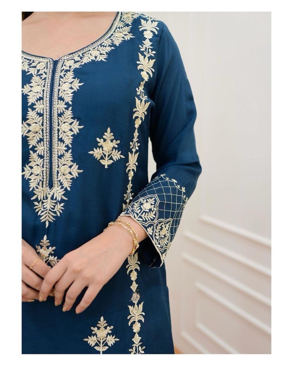 Teal Blue Rayon Embroidered Readymade Designer Suit Ready Made Designer Suits Shopin Di Apparels 