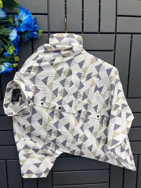 Triangles Men’s Imported Fabric Printed Short Sleeve Shirt Men’s Shirt Shopin Di Apparels 