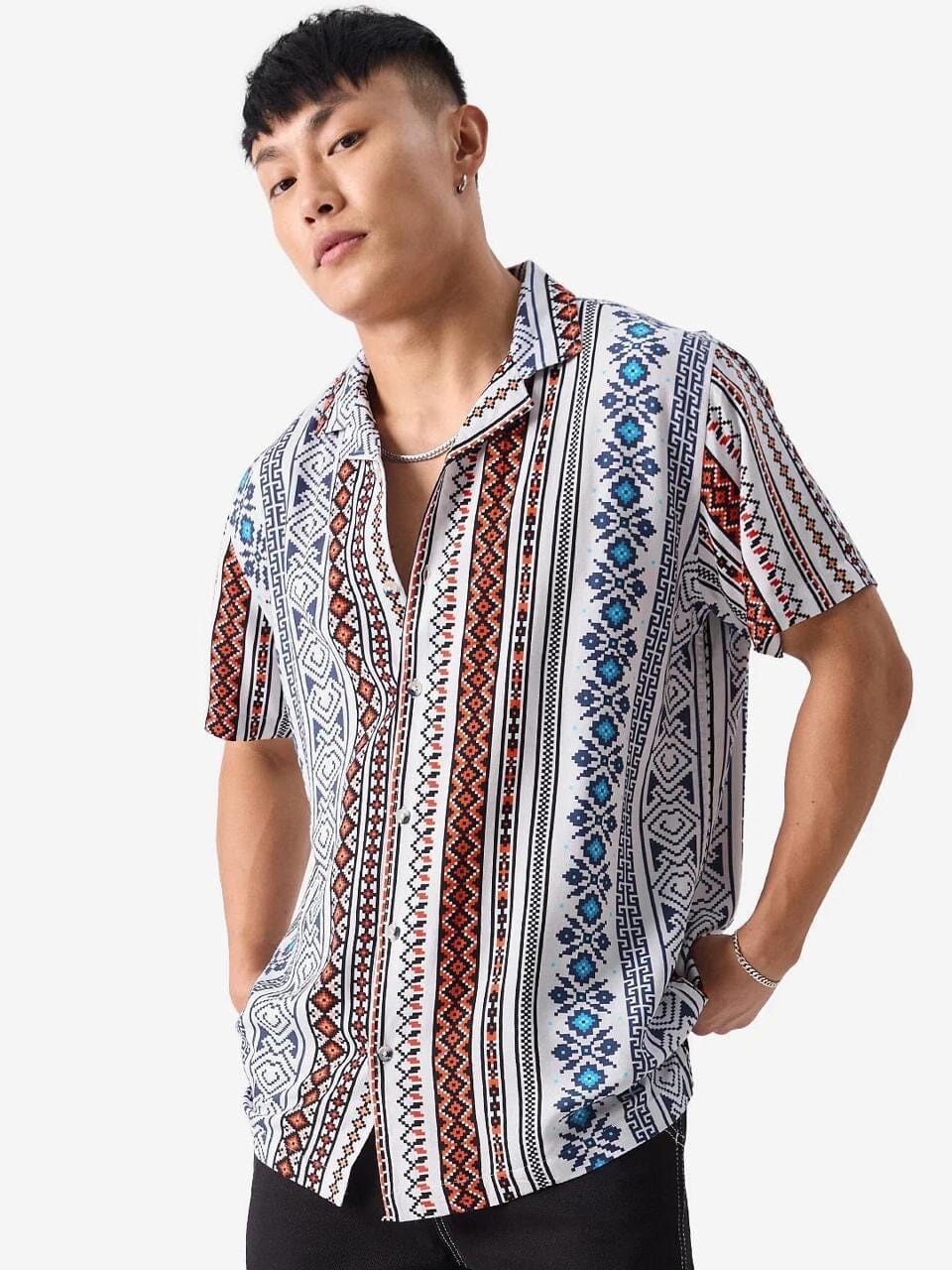 Tribal Multicolor Men’s Short Sleeve Printed Cotton Shirt Men’s Shirt Shopin Di Apparels 