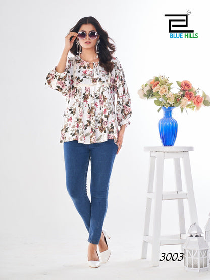 White Cappuccino Heavy Wrinkle Rayon Short Top Western Top Shopin Di Apparels 