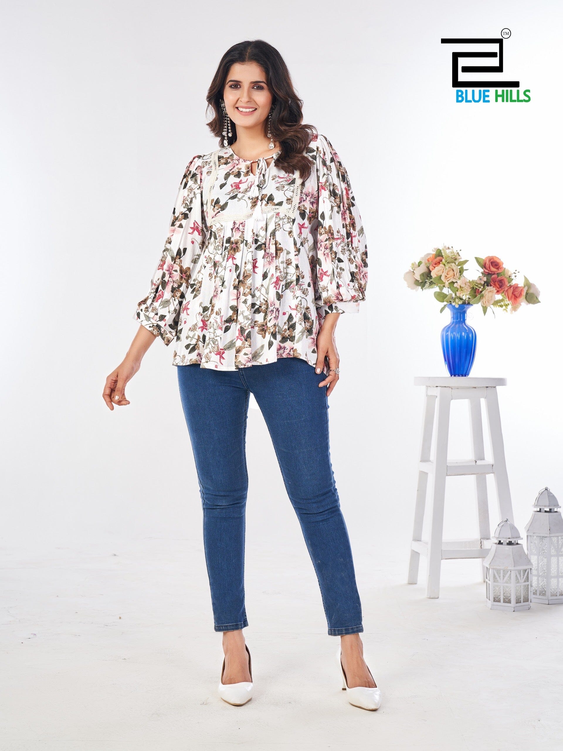 White Cappuccino Heavy Wrinkle Rayon Short Top Western Top Shopin Di Apparels 