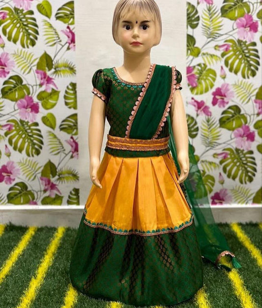 Yellow Green Kid’s Ready Made Lehenga Suit Kid's Lehenga Shopin Di Apparels 