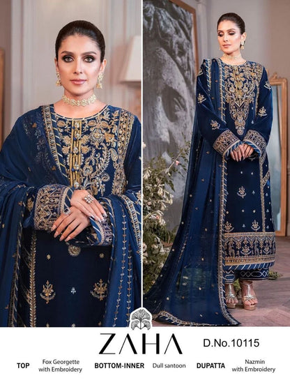Zaha 10115 Hit Designer Royal Blue Pakistani Suit Designer Suits Shopin Di Apparels 