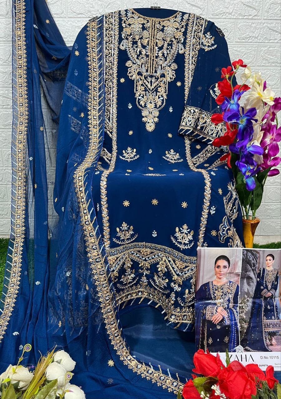 Zaha 10115 Hit Designer Royal Blue Pakistani Suit Designer Suits Shopin Di Apparels 