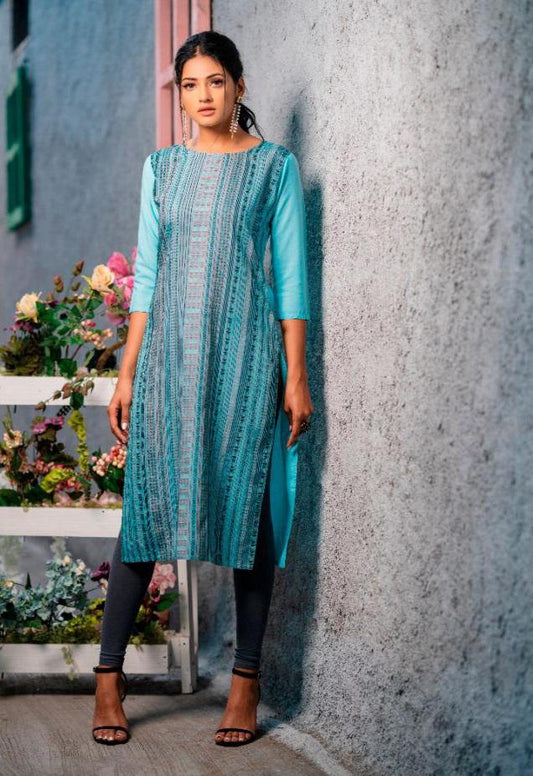 1007 Psyna Premium Long Rayon Weaving Kurti Kurtis Psyna