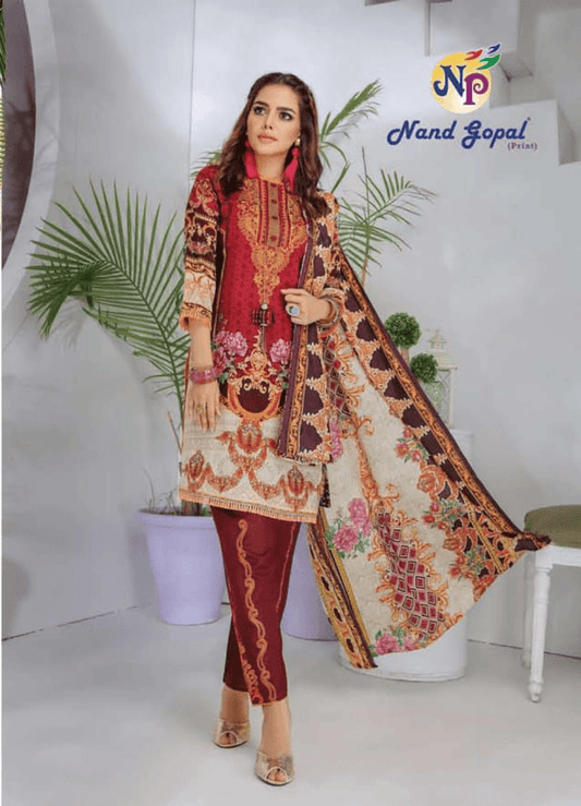 106 Sofiya Karachi Cotton Designer Suit Cotton Suits Shopindiapparels.com