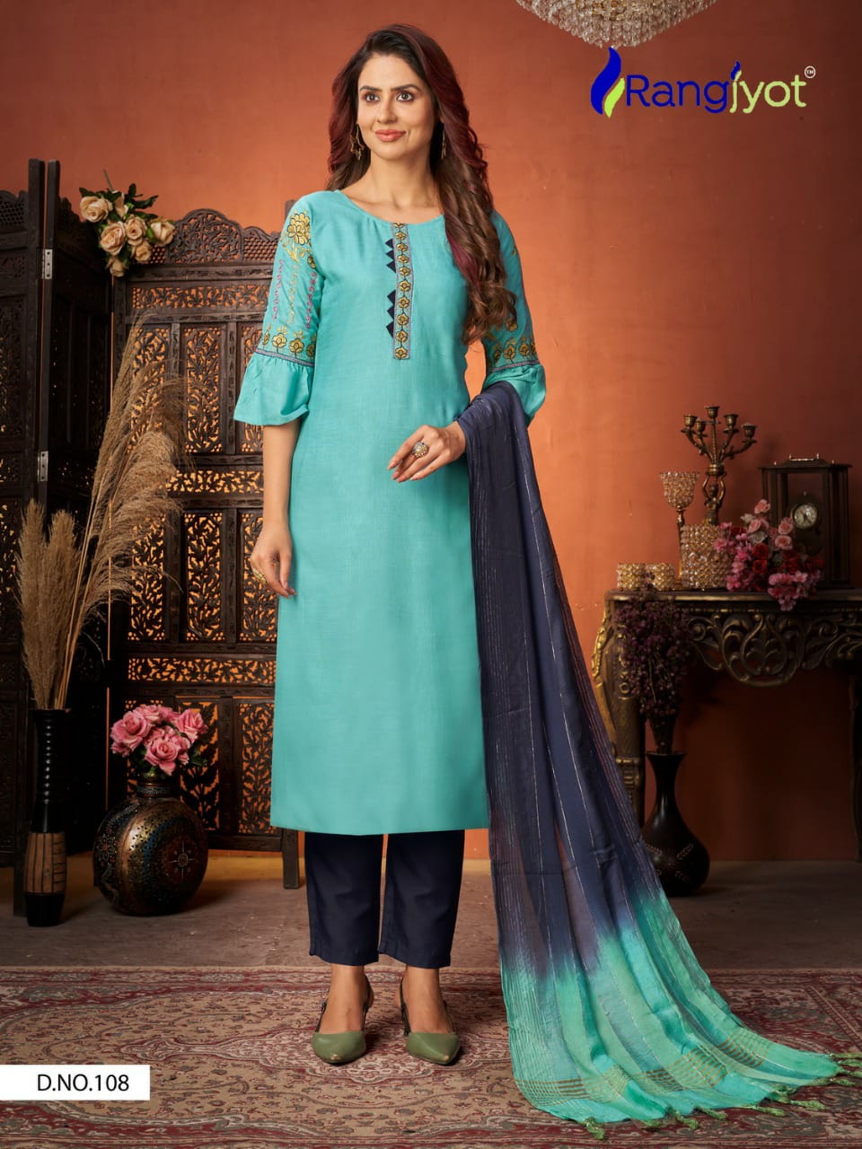 108 Rangyot Festive wear Rayon Readymade Suit Designer Suits Shopindiapparels.com 