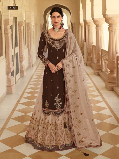 15157 Georgette with Embroidery and Stone work Lehenga Suit designer suits Shopin Di Apparels 