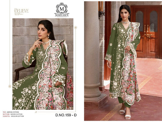 159 D Maryams Rayon with Cotton Embroidery Salwar Kameez Designer Suit Designer Suits Maryams 