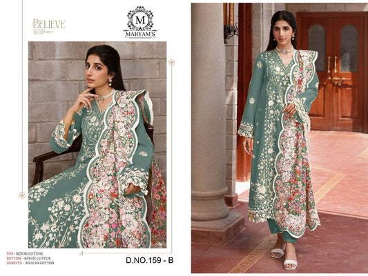 159B Maryams Rayon with Cotton Embroidery Salwar Kameez Designer Suit Designer Suits Maryams 