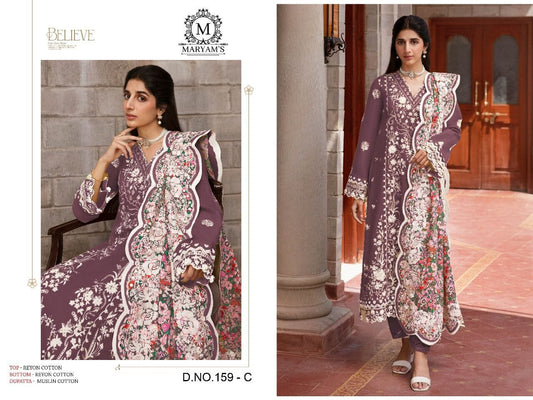 159C Maryams Rayon with Cotton Embroidery Salwar Kameez Designer Suit Designer Suits Maryams 