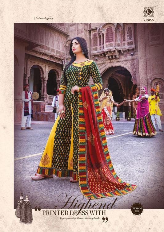 2002 Ghoomar Designer Cotton Printed Suit - Shopindiapparels.com