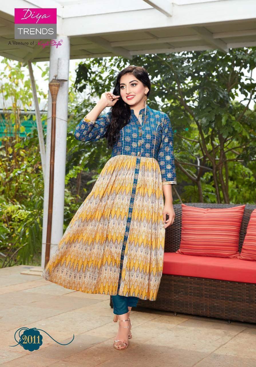 2011 Blue Yellow Designer Loan Cotton Dress - Shopindiapparels.com