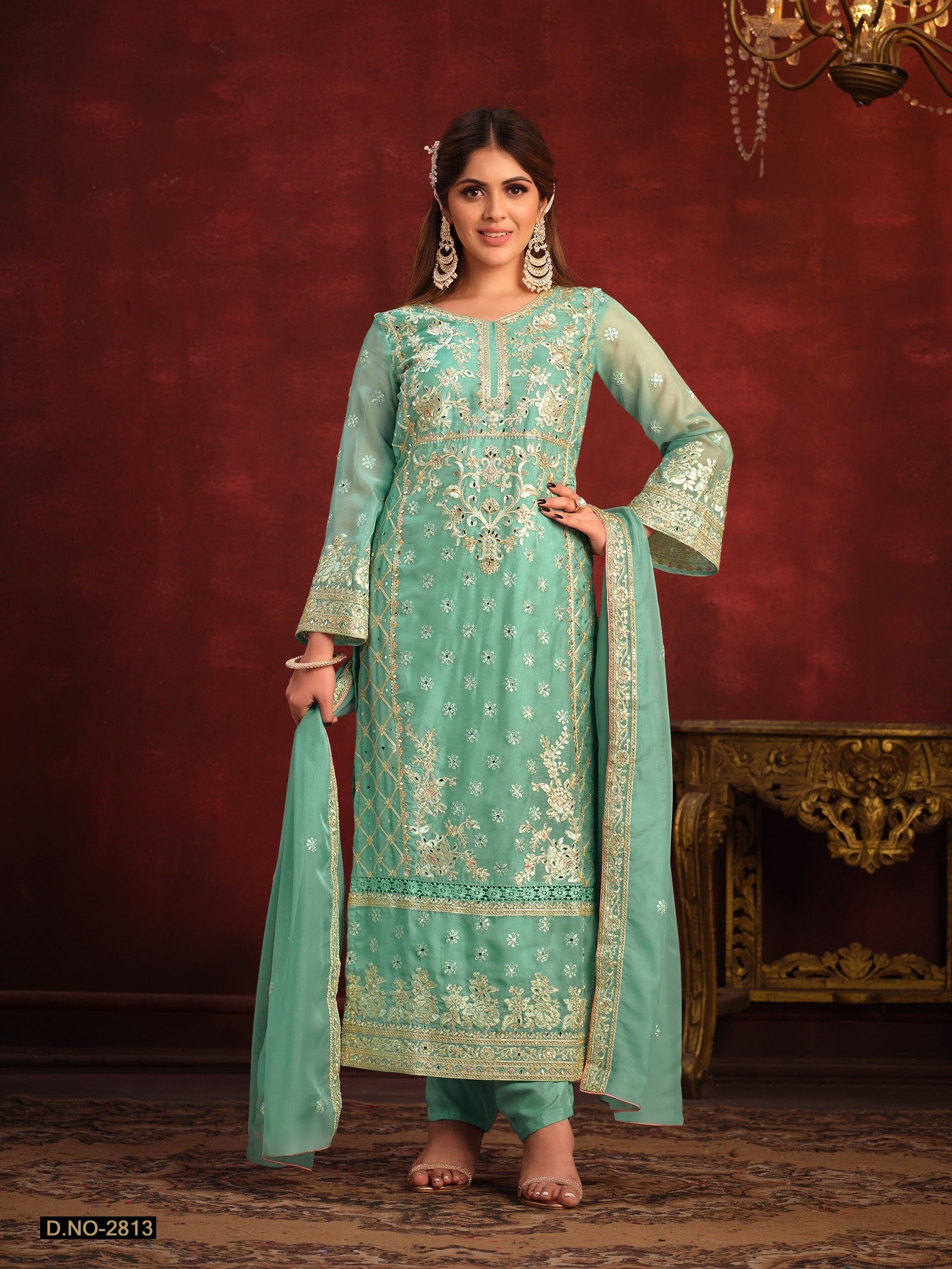 2813 Twisha Viscose Organza Festive Wear Designer Salwar Kameez Suit Designer Suits Shopin Di Apparels 