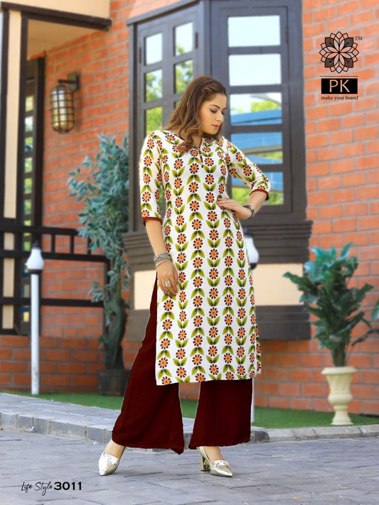 3011 Lifestyle Rayon Printed Casual Kurti Kurtis Aradhana Fashion 