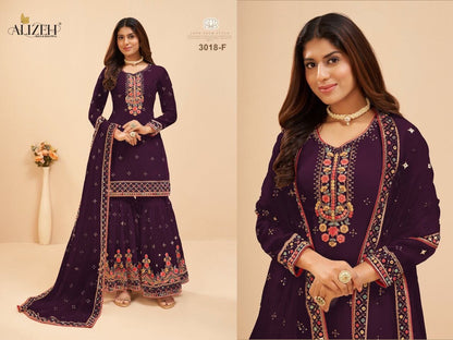 3018 F Heavy Georgette Embroidered Plazzo Suit designer Suits Alizeh 