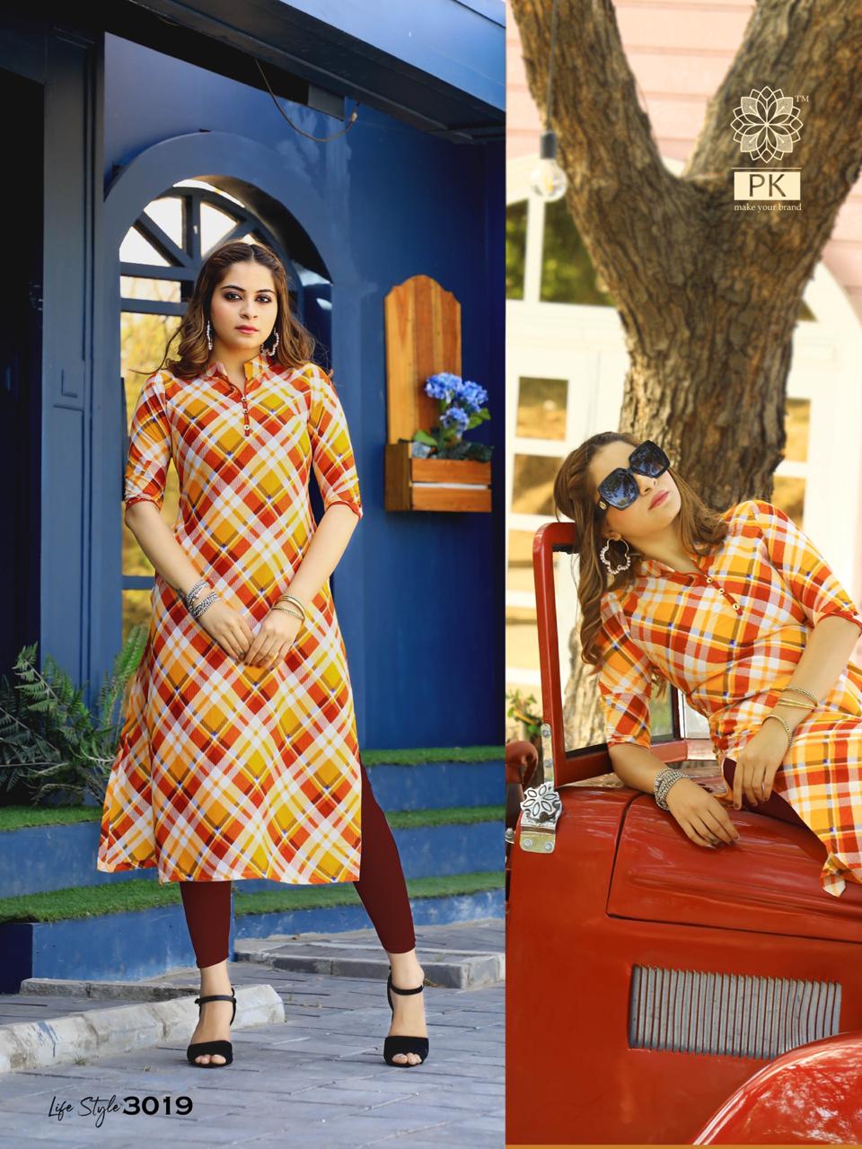 3019 Lifestyle Rayon Printed Casual Kurti Kurtis Aradhana Fashion 