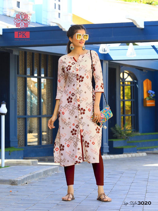 3020 Lifestyle Rayon Printed Casual Kurti Kurtis Aradhana Fashion 