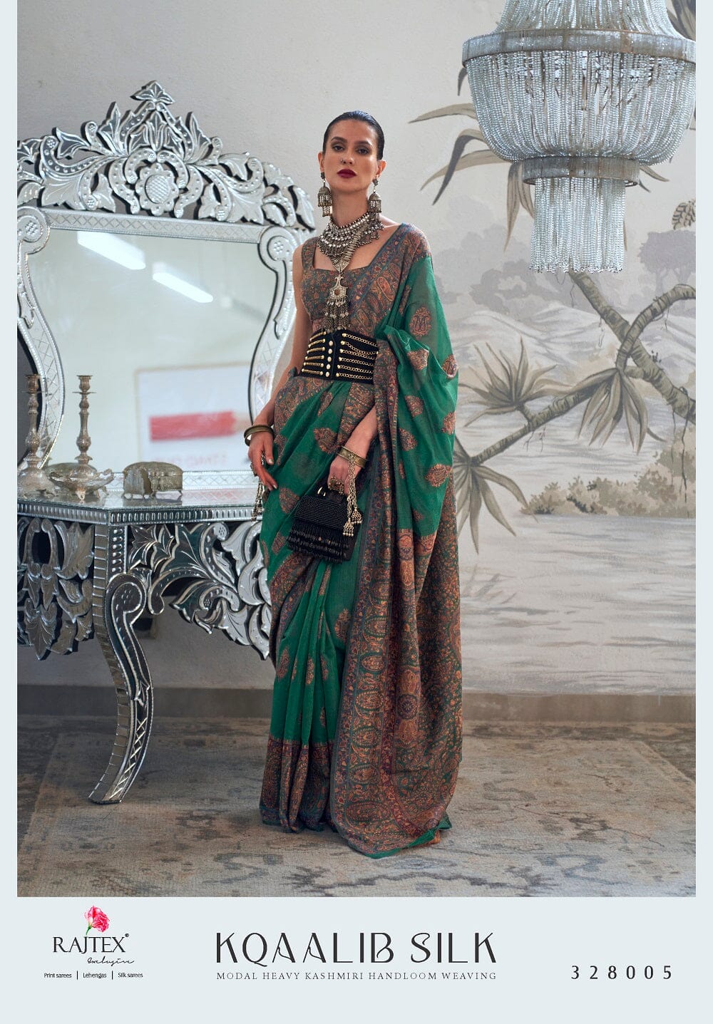 328005 Rajtex Kqaalib Silk Heavy Handloom Weaving Saree Silk Saree Rajtex 
