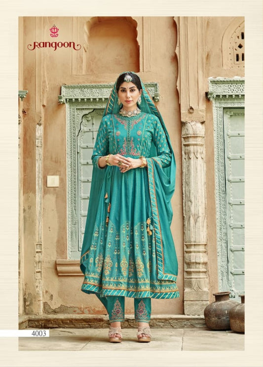 4003 Kasthuri Rayon Printed Anarkali Readymade Suit Designer Suits Kessi 