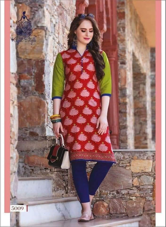 5009 Cambric Cotton Kurti - Shopindiapparels.com