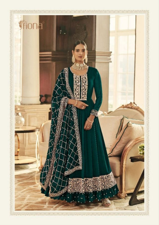 51000A Dark Green Georgette Heavy work Anarkali Suit Designer Suits Shopindiapparels.com 