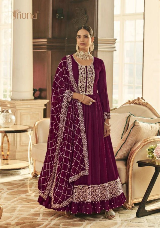 51000A Dark Purple Georgette Heavy work Anarkali Suit Designer Suits Shopindiapparels.com 