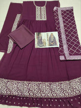 Load image into Gallery viewer, 51000A Dark Purple Georgette Heavy work Anarkali Suit Designer Suits Shopindiapparels.com 