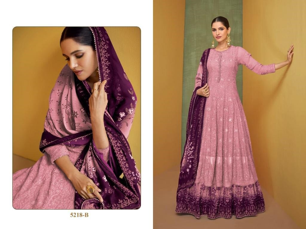 5218 B Heavy Embroidery Glitter Sequence Anarkali Salwar Kameez Designer Suits Shopin Di Apparels 