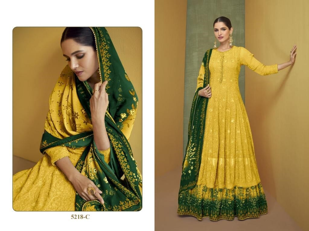 5218 C Heavy Embroidery Glitter Sequence Anarkali Salwar Kameez Designer Suits Shopin Di Apparels 