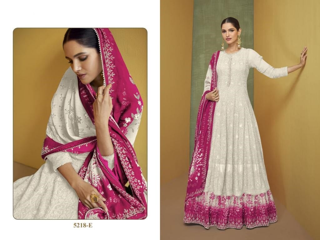5218 E Heavy Embroidery Glitter Sequence Anarkali Salwar Kameez Designer Suits Shopin Di Apparels 