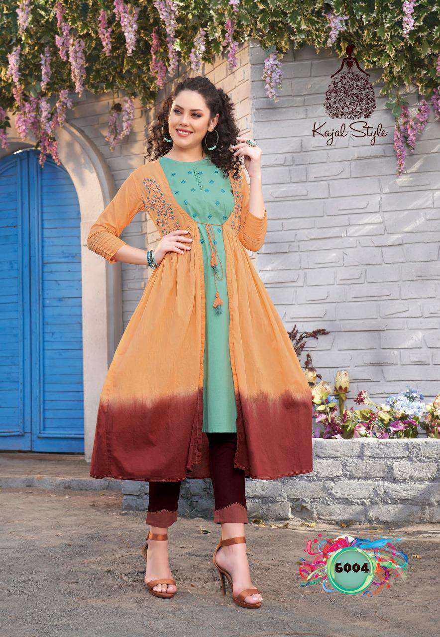 6004 Fashion Season 2pc Kurti with shrug. Gowns KAJAL STYLE 