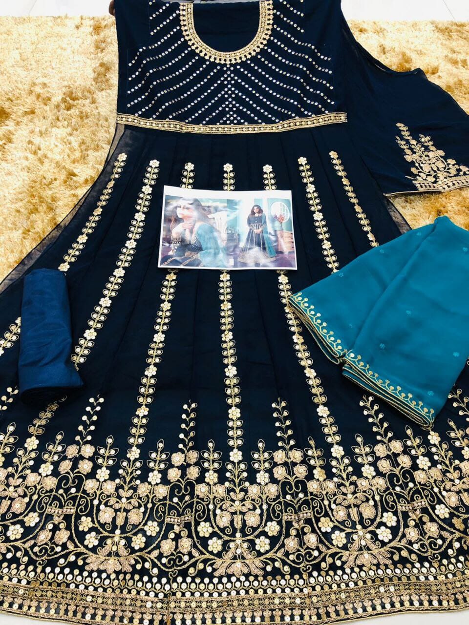 8545 Navy Blue Sequence work Georgette Anarkali Suit Designer Suits shopindi.sg 