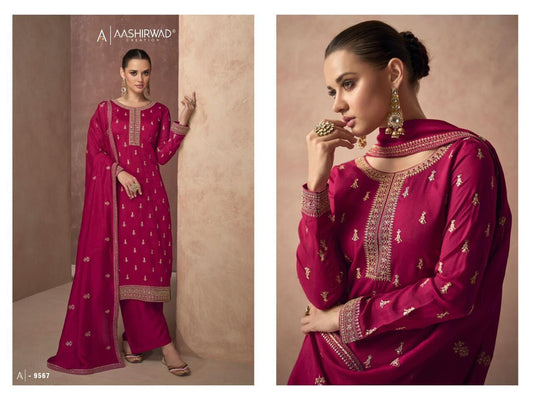 9567 Gulmohar Premium Silk Designer Suit designer suits AASHIRWAD 