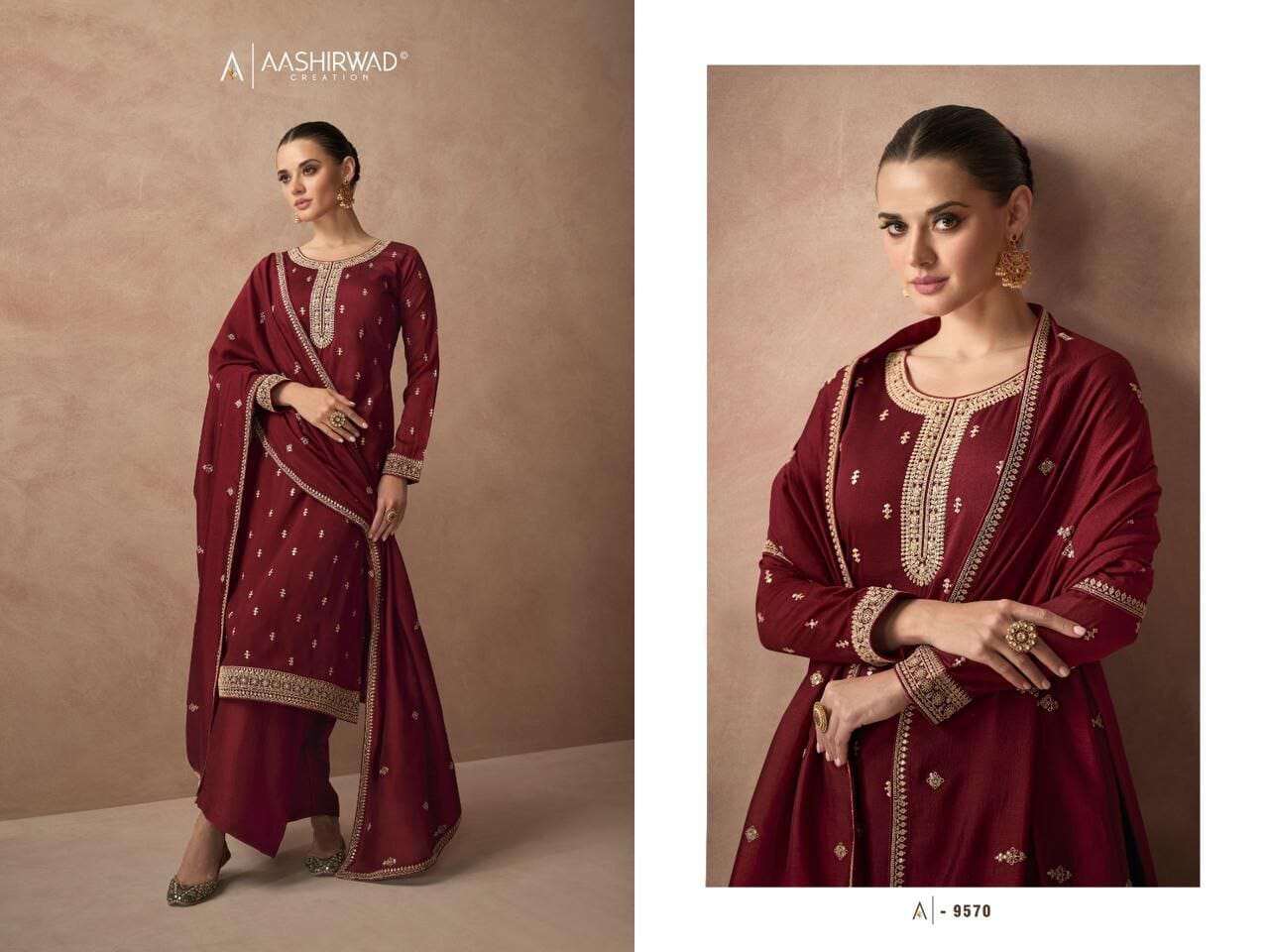 9570 Gulmohar Premium Silk Designer Suit designer suits AASHIRWAD 