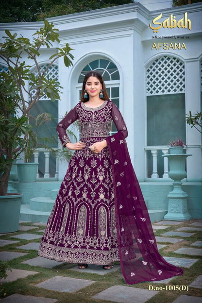 AFSANA 1005 Heavy Butterfly Net Wedding Wear Designer Suit in 4 colors designer suits shopindi.sg 